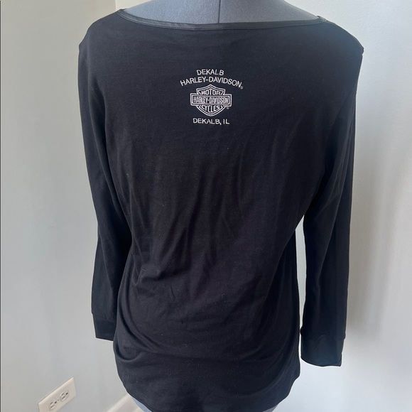 NWT Harley-Davidson Size L Black Long Sleeve Top Bar & Shield Logo Embroidered - Picture 15 of 16